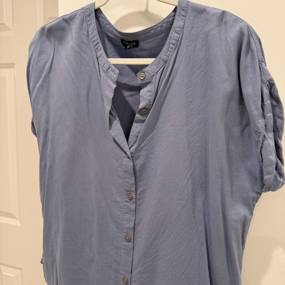Splendid | Split-Neck Button-Front Blouse | Blue … - image 3